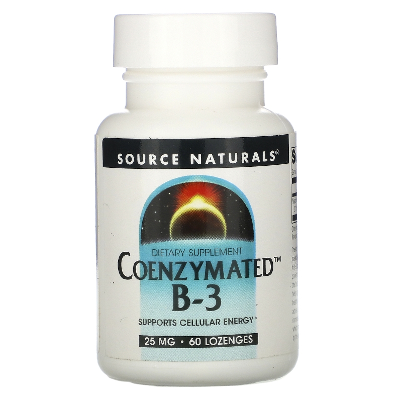 Source Naturals, Коферментный B-3, под язык, 25 мг, 60 таблеток