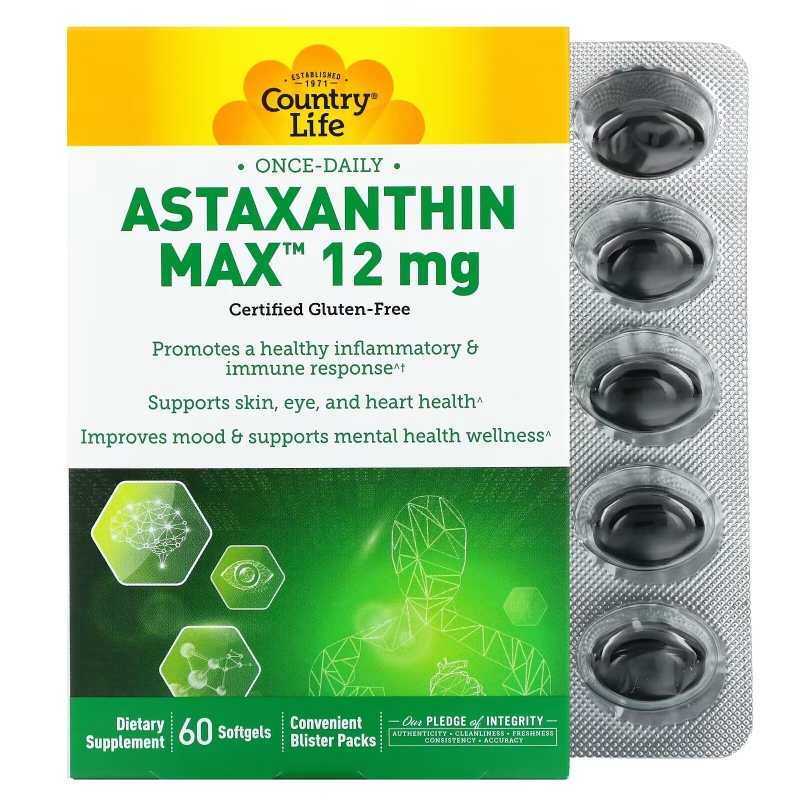 Country Life, Astaxanthin Max, 12 mg, 60 Softgels