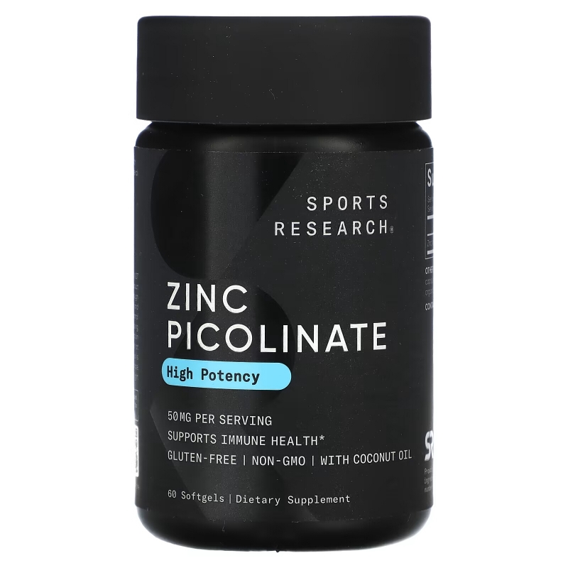Sports Research, Zinc Picolinate, High Potency , 50 mg, 60 Softgels