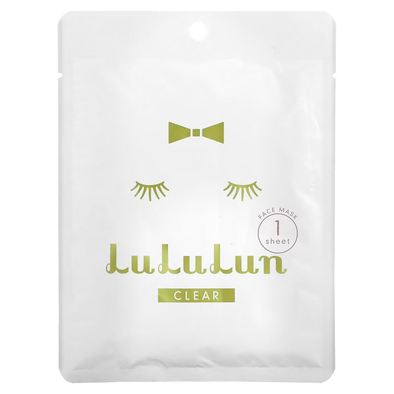 Lululun, Clear, косметическая маска для лица, белая 5F, 1 шт., 22 мл (0,74 жидк. Унции)