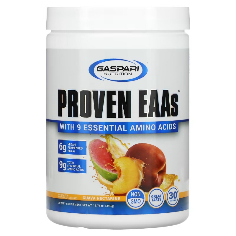 Gaspari Nutrition, Proven EAAs with 9 Essential Amino Acids, Guava Nectarine, 13.75 oz (390 g)