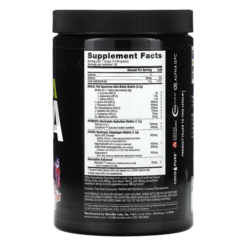 Nutrabio Labs, Alpha EAA, Grape Berry Crush, 0.98 lb (444 g)