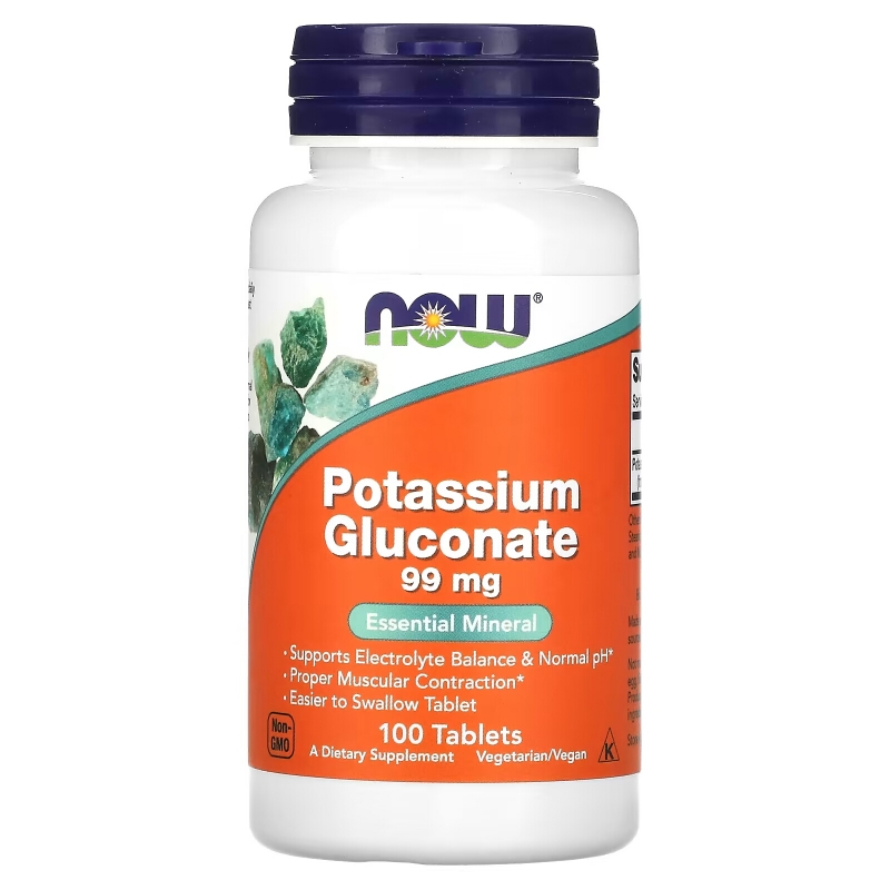 NOW Foods, Potassium Gluconate, 99 mg, 100 Tablets