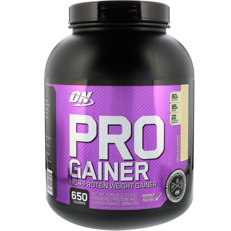 Optimum Nutrition PRO Гейнер С Высоким содержанием Протеина Гейнер с ванильным кремом 5.09 фунтов (2.31 кг)