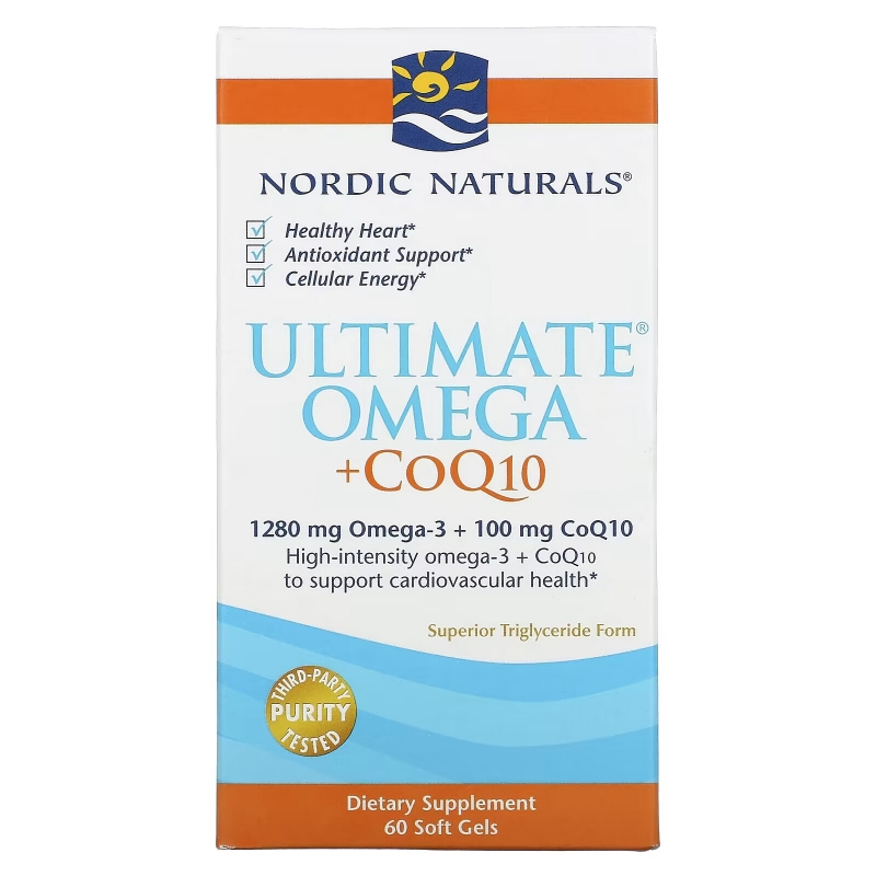 Nordic Naturals, Ultimate Omega + CoQ10, 1000 мг, 60 жевательных капсул