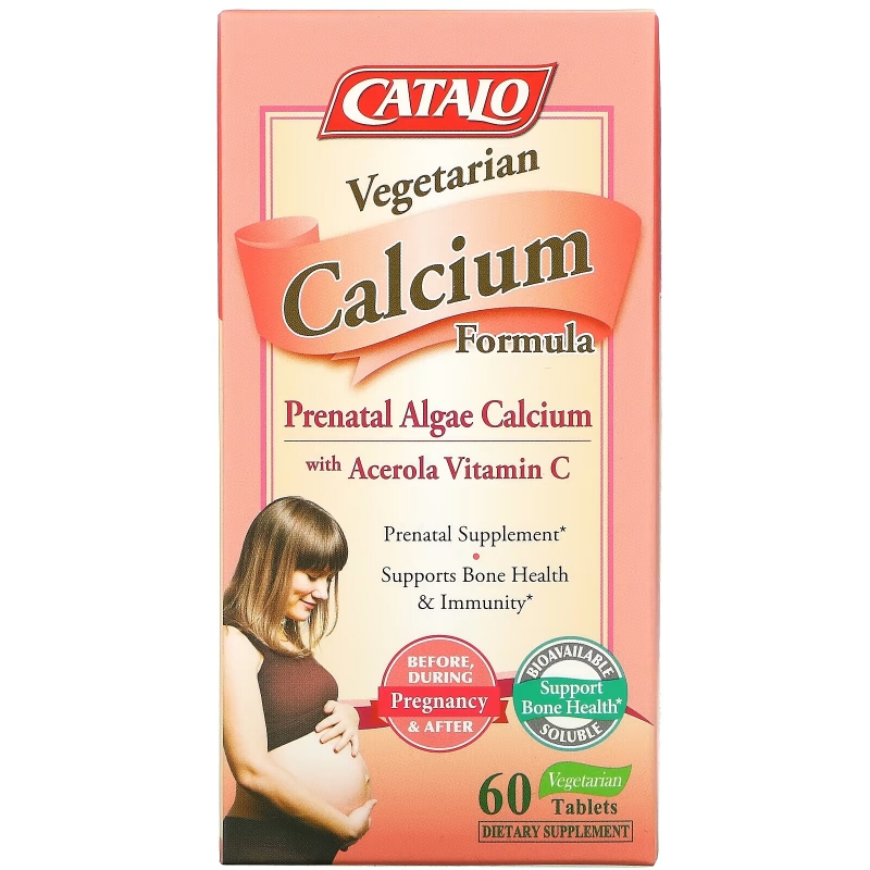 Catalo Naturals, Vegetarian Calcium Formula, Prenatal Algae Calcium, 60 Vegetarian Tablets