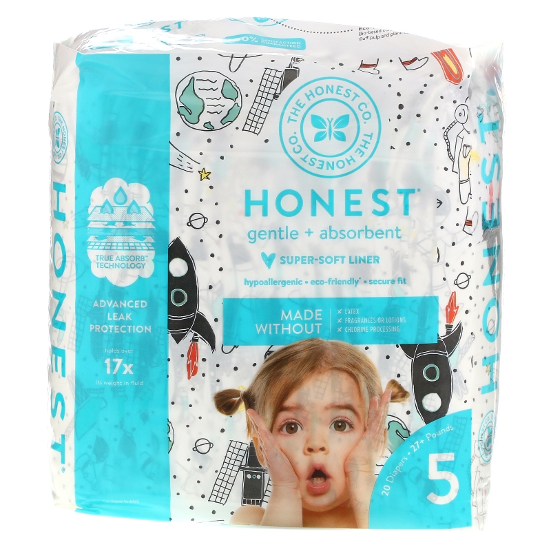 The Honest Company, Honest Diapers, Size 5,  27+ Pounds, Space Travel, 20 Diapers