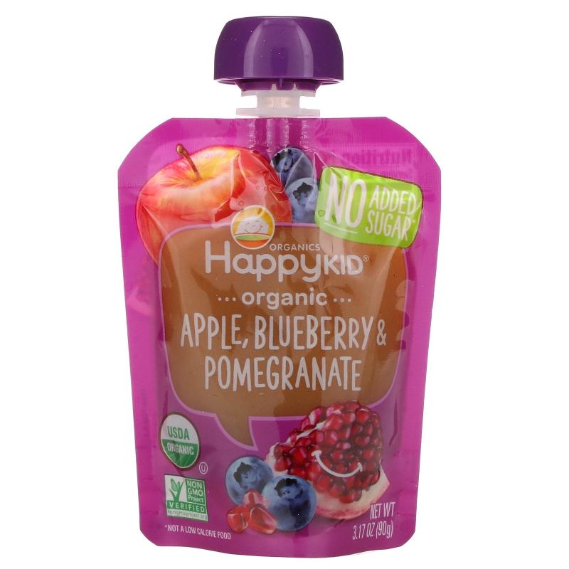 Nurture Inc. (Happy Baby), HappySqueeze, Super Organic, Apple Blueberry & Pomegranate, 4 Pouch, 3.17 oz (90 g)