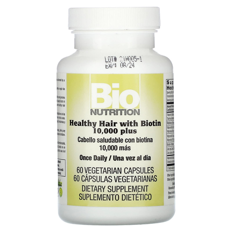 Bio Nutrition Healthy Hair с биотином 10000 Plus 60 растительных капсул