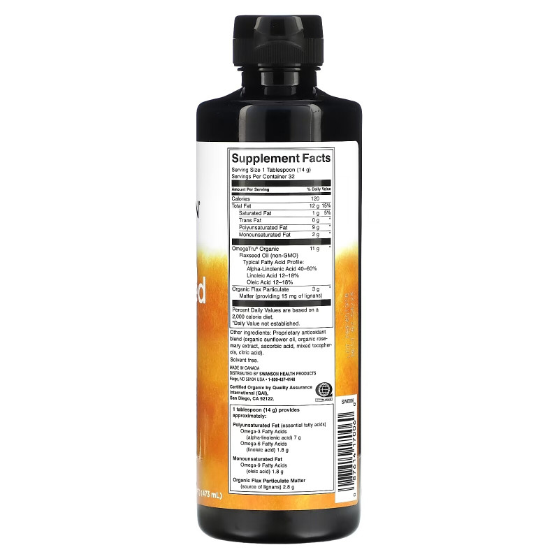 Swanson, Flaxseed Oil, 16 fl oz (473 ml)